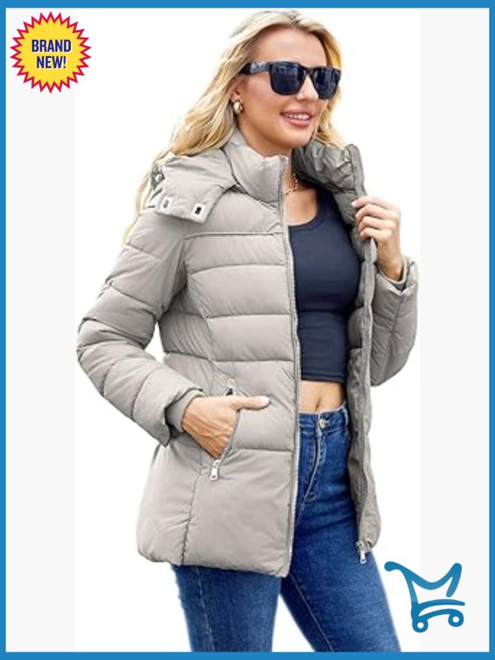 Womens Packable Puffer Jacket with Hood Winter Coat Lightweight Thickened